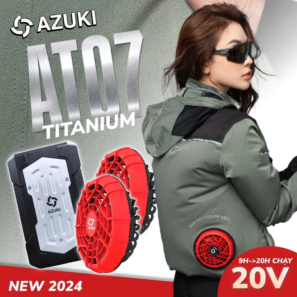 Ảnh Áo Điều Hòa Nữ Nhật Bản AZUKI TITANIUM AT07 VÀ EX9 Pin 25.000-25.500 Mah, Quạt 20v Và 21v Siêu Mạnh ,Êm ái,BH 12T-NIKITO 2