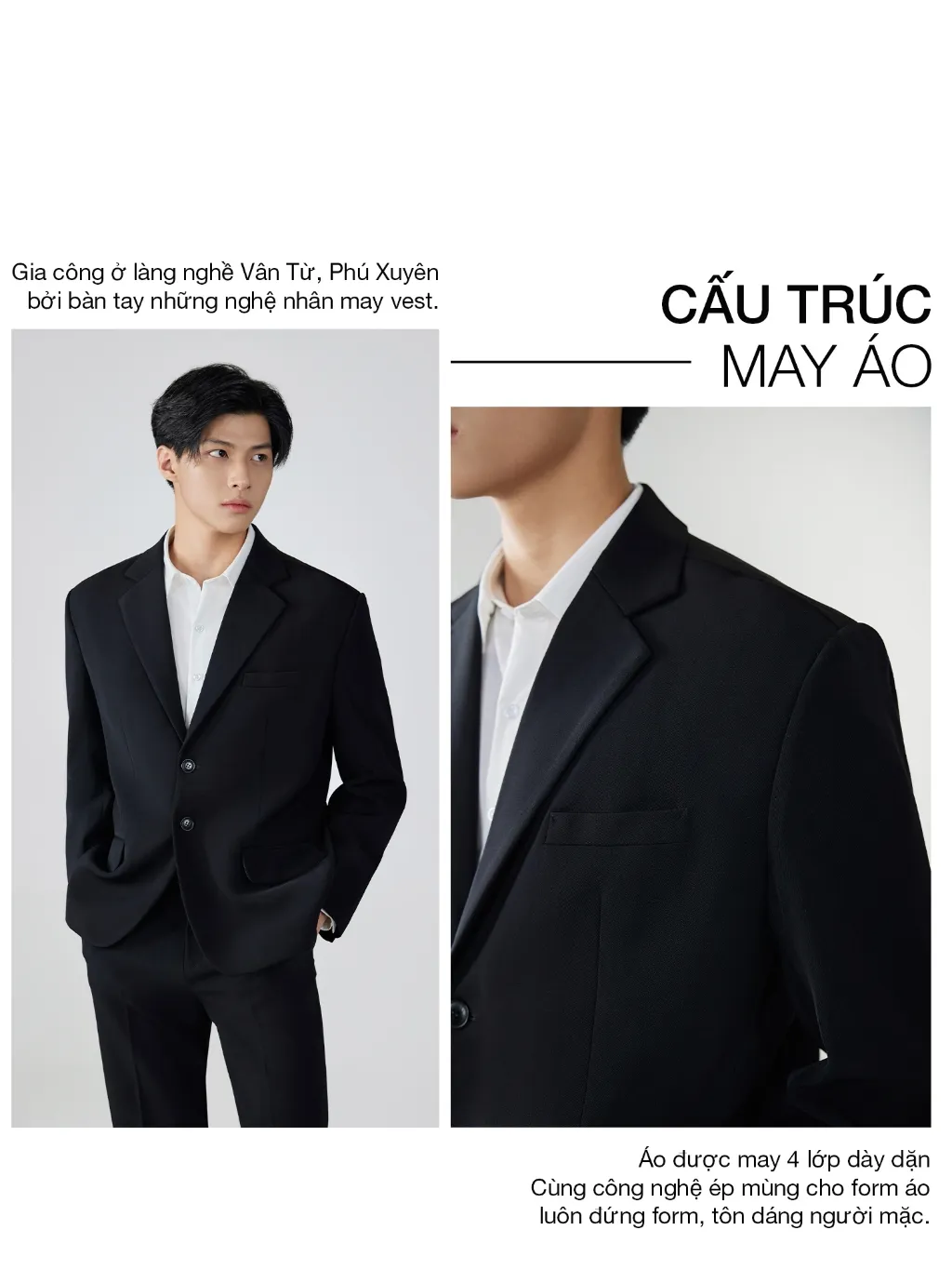 Ảnh Áo khoác blazer nam JBAGY Classic 3 lớp dầy dặn, có đệm vai tinh tế phong cách Hàn Quốc JK007 3