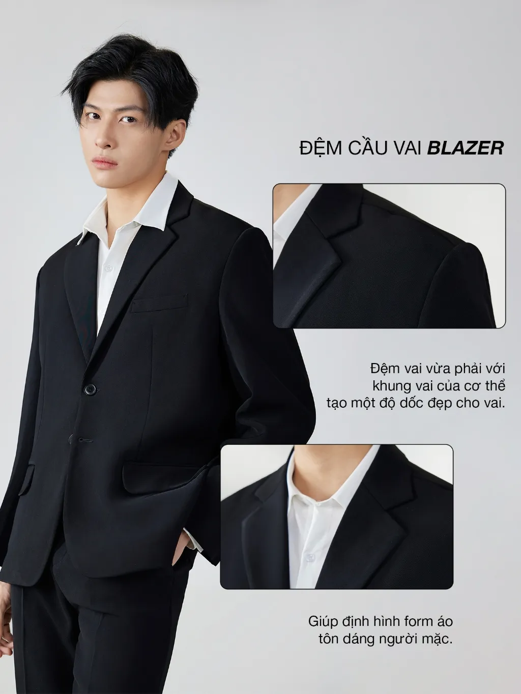 Ảnh Áo khoác blazer nam JBAGY Classic 3 lớp dầy dặn, có đệm vai tinh tế phong cách Hàn Quốc JK007 4