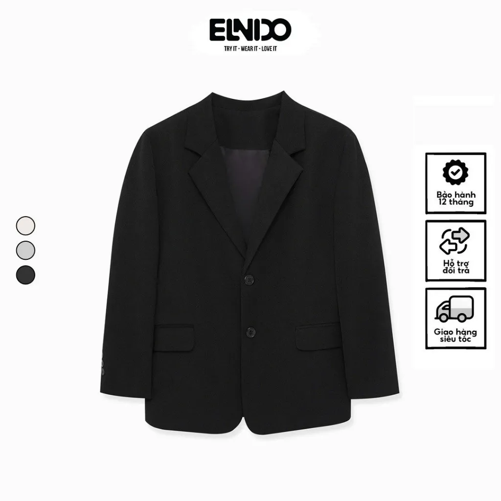 Ảnh Áo khoác blazer nam nữ có đệm vai form rộng hàn quốc thời trang trẻ trung phong cách ELNIDO 1