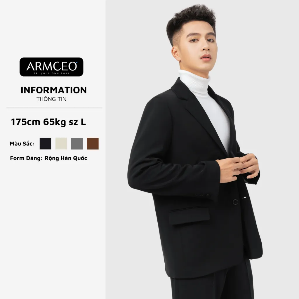 Ảnh Áo khoác blazer nam quốc dân ARMCEO Conal 3 lớp có đệm vai cao cấp chất liệu Arims độc quyền dày dặn -B01 1