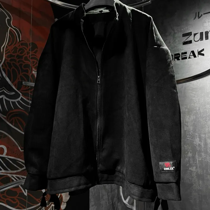 Ảnh Áo khoác bomber da lộn Đen thiết kế Unisex Zune.zx, MASCOT SUEDE JACKET 3