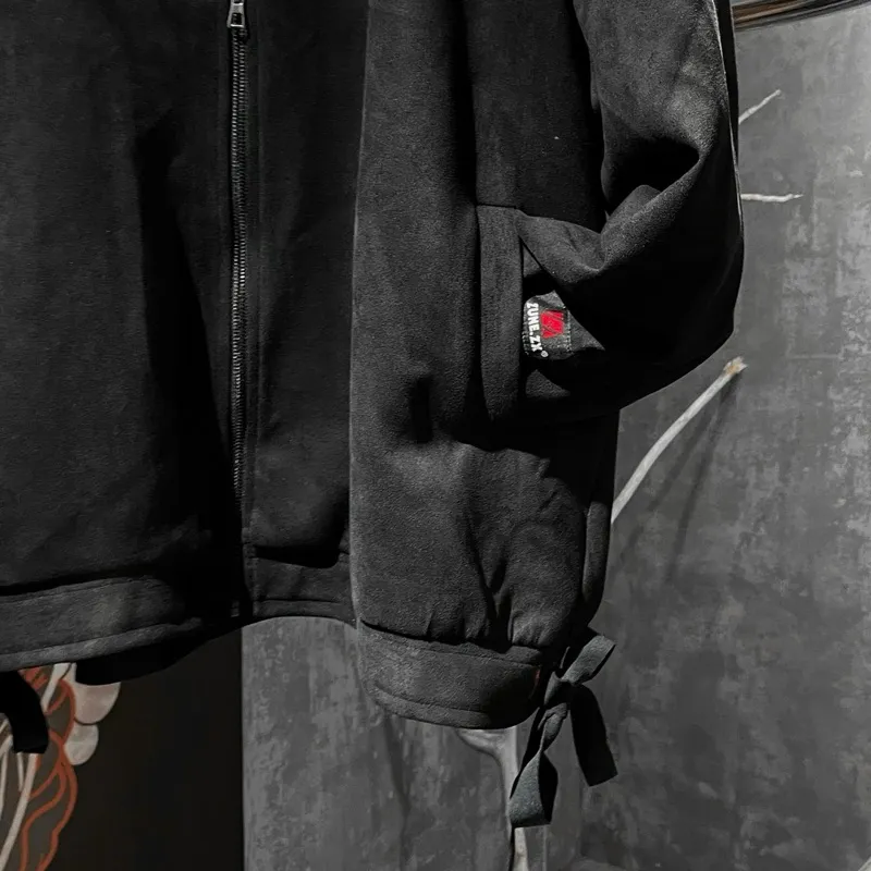 Ảnh Áo khoác bomber da lộn Đen thiết kế Unisex Zune.zx, MASCOT SUEDE JACKET 4