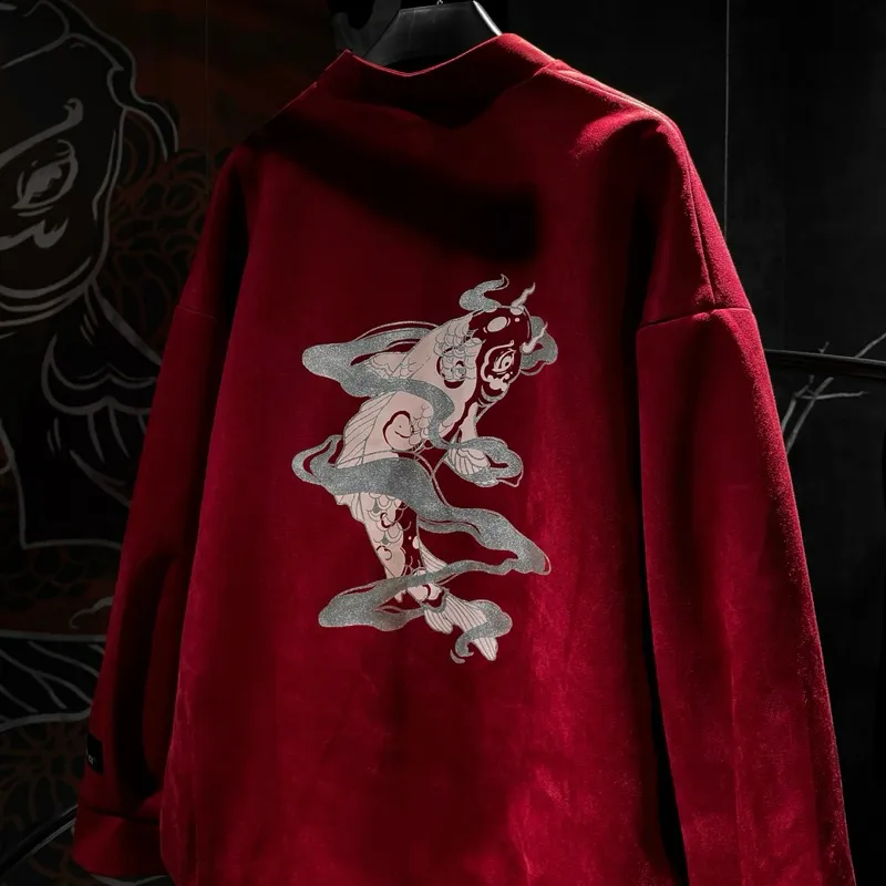 Ảnh Áo khoác bomber da lộn Đỏ thiết kế Unisex Zune.zx, MASCOT SUEDE JACKET 3