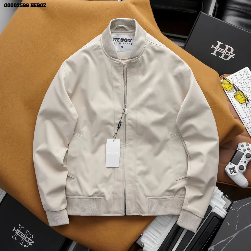 Ảnh Áo khoác bomber kaki Basic25 Heboz 3M, áo khoác trơn dài tay dành cho nam - 00002568 3