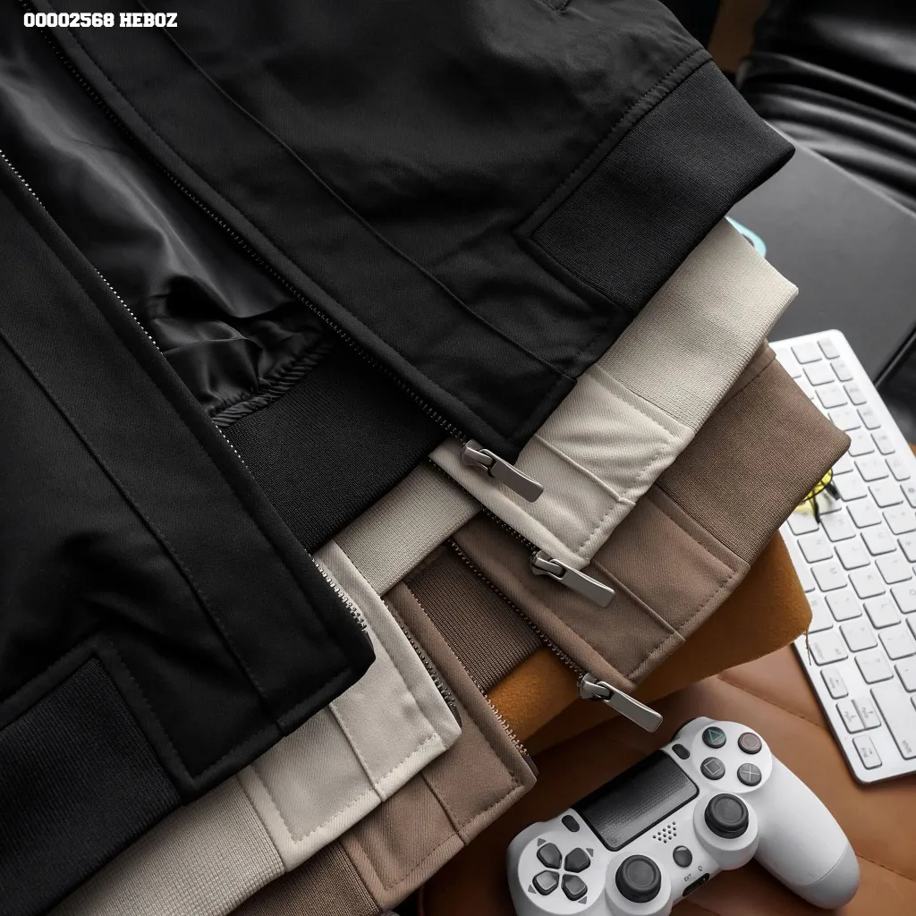 Ảnh Áo khoác bomber kaki Basic25 Heboz 3M, áo khoác trơn dài tay dành cho nam - 00002568 4
