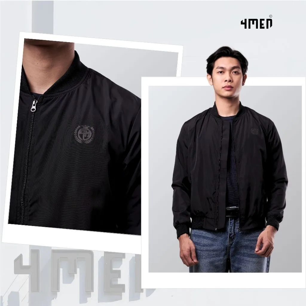 Ảnh Áo khoác bomber nam 4MEN AK066, vải dù (gió) đẹp cao cấp may 2 lớp chống nắng cản gió, màu đen trẻ trung dễ mặc 1