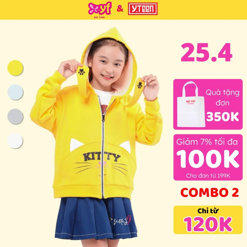 Ảnh Áo khoác cho bé gái YF từ 22-55 KG, chất vải 100% cotton mềm mát khi mặc TAX024-3 1