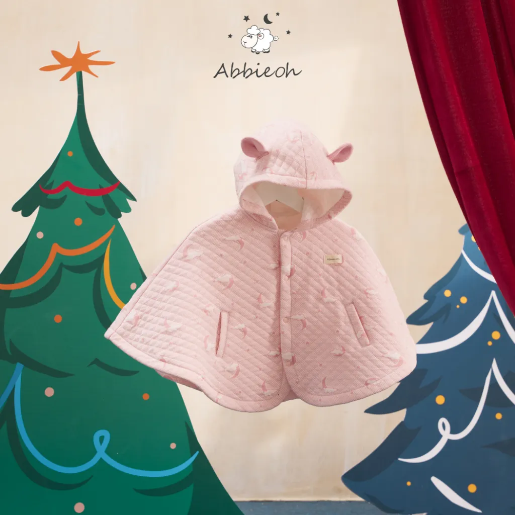 Ảnh Áo khoác choàng cho bé gái ABBIEOH trần bông cotton giữ ấm mùa đông 0 - 3 Tuổi AK692 1