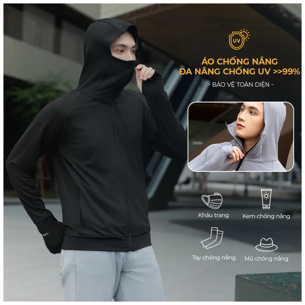 Ảnh Áo khoác chống nắng nam Guzado chất thun lạnh chống tia UV thiết kế lưới tản nhiệt chống nóng GCN 4