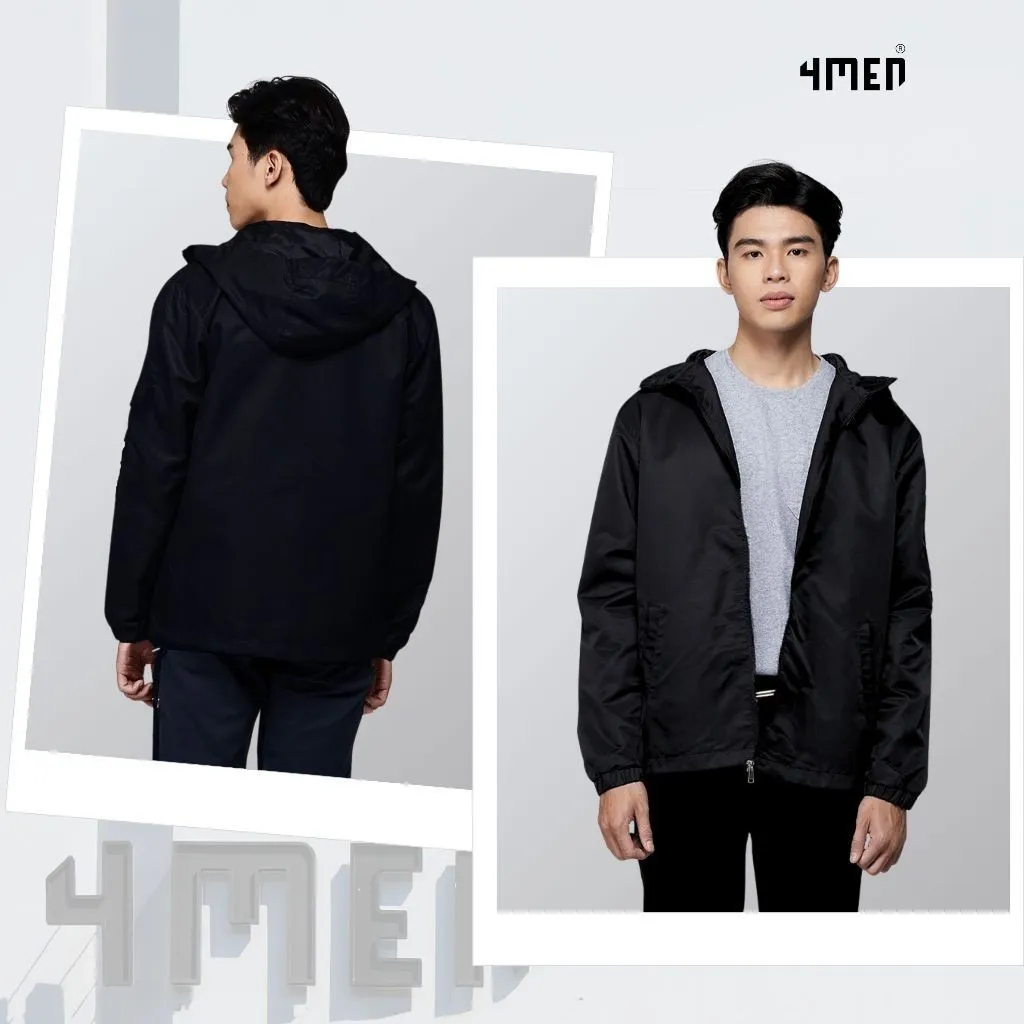 Ảnh Áo khoác dù (gió) nam có nón 4MEN AK069 vải đẹp cao cấp, may trơn 2 lớp dày vừa phải, chống thấm cản gió thoáng khí 2