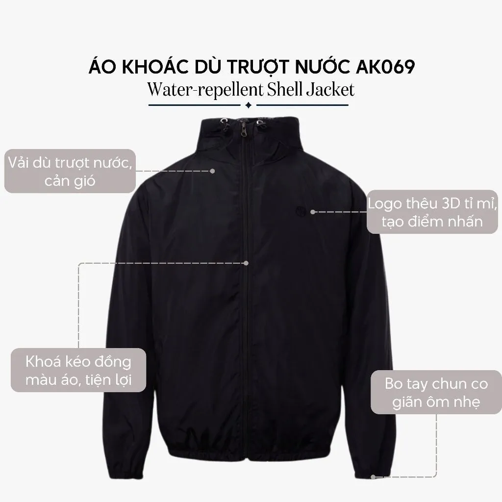 Ảnh Áo khoác dù (gió) nam có nón 4MEN AK069 vải đẹp cao cấp, may trơn 2 lớp dày vừa phải, chống thấm cản gió thoáng khí 3