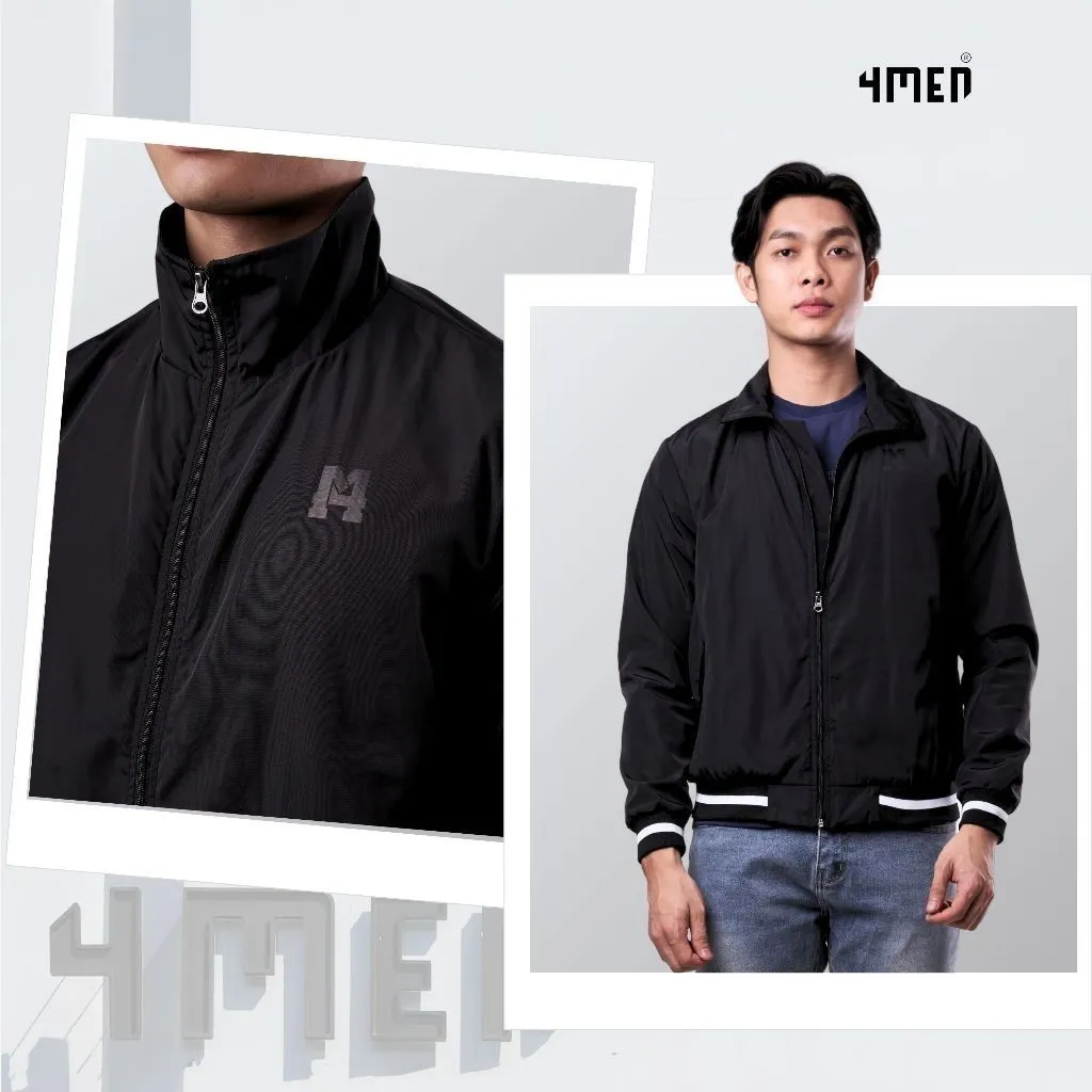 Ảnh Áo khoác dù nam cổ cao 4MEN AK067 vải dù (gió) trượt nước đẹp cao cấp, có cổ đứng, may 2 lớp, phối bo viền trẻ trung 1
