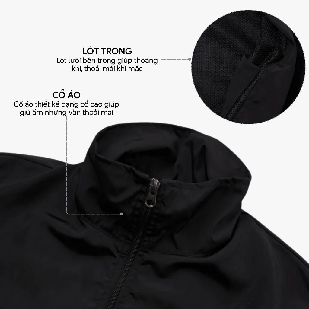 Ảnh Áo khoác dù nam cổ cao 4MEN AK067 vải dù (gió) trượt nước đẹp cao cấp, có cổ đứng, may 2 lớp, phối bo viền trẻ trung 3