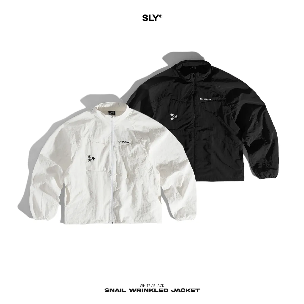 Ảnh Áo khoác dù SLY Jacket Snail Wrinkled Đen - Trắng 1