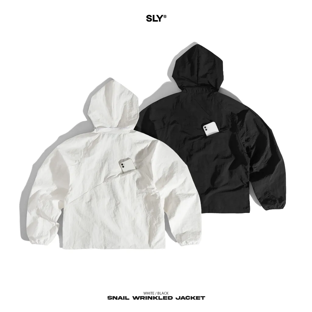 Ảnh Áo khoác dù SLY Jacket Snail Wrinkled Đen - Trắng 2
