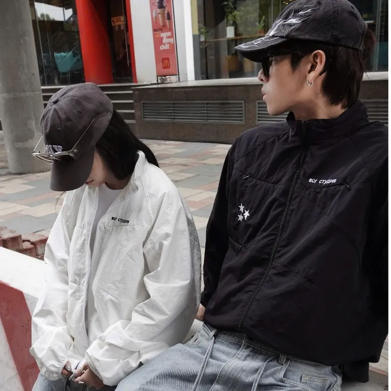 Ảnh Áo khoác dù SLY Jacket Snail Wrinkled Đen - Trắng 3