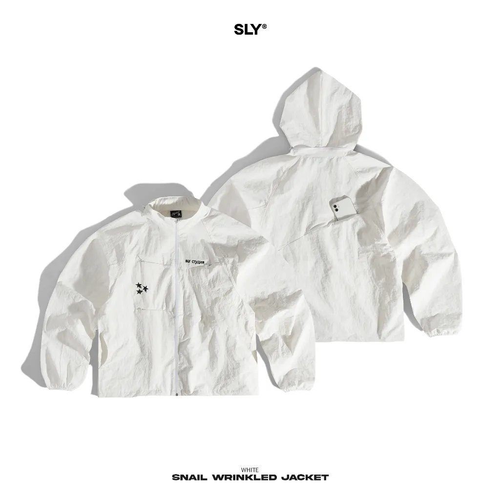 Ảnh Áo khoác dù SLY Jacket Snail Wrinkled Đen - Trắng 4