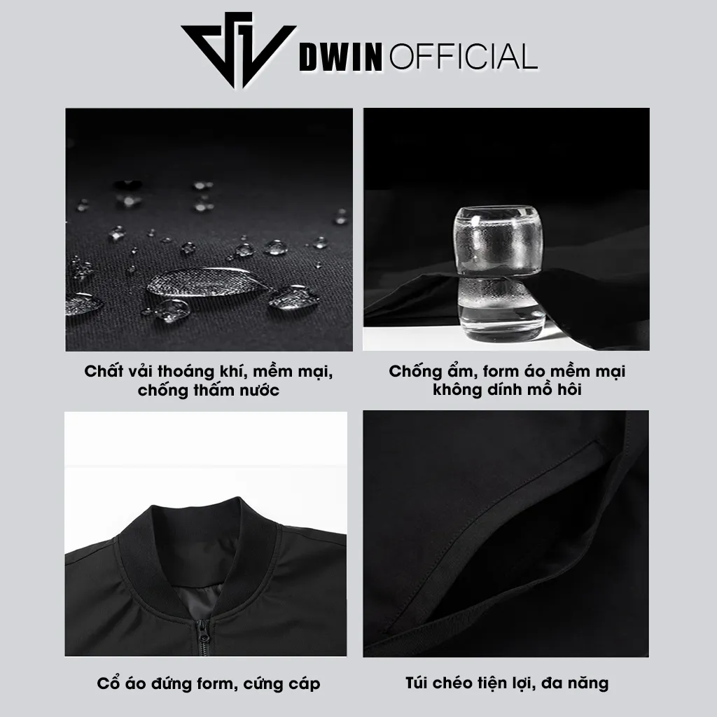 Ảnh Áo khoác gió nam nữ DWIN local brand bomber vải dù 2 lớp unisex form oversize chống nước không nhăn 2