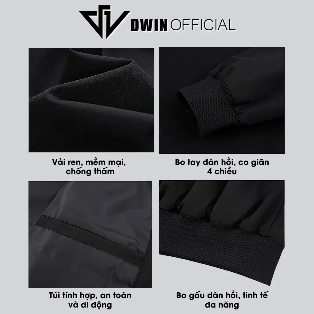 Ảnh Áo khoác gió nam nữ DWIN local brand bomber vải dù 2 lớp unisex form oversize chống nước không nhăn 3