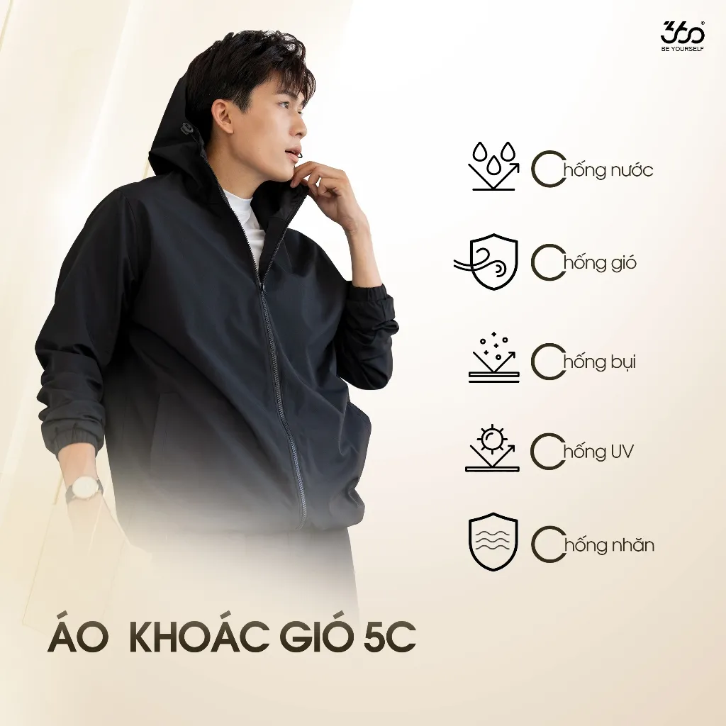 Ảnh Áo khoác gió nam nữ Unisex 360Boutique khoác dù form rộng chống nước nắng có mũ có bigsize -AKGOL418 2