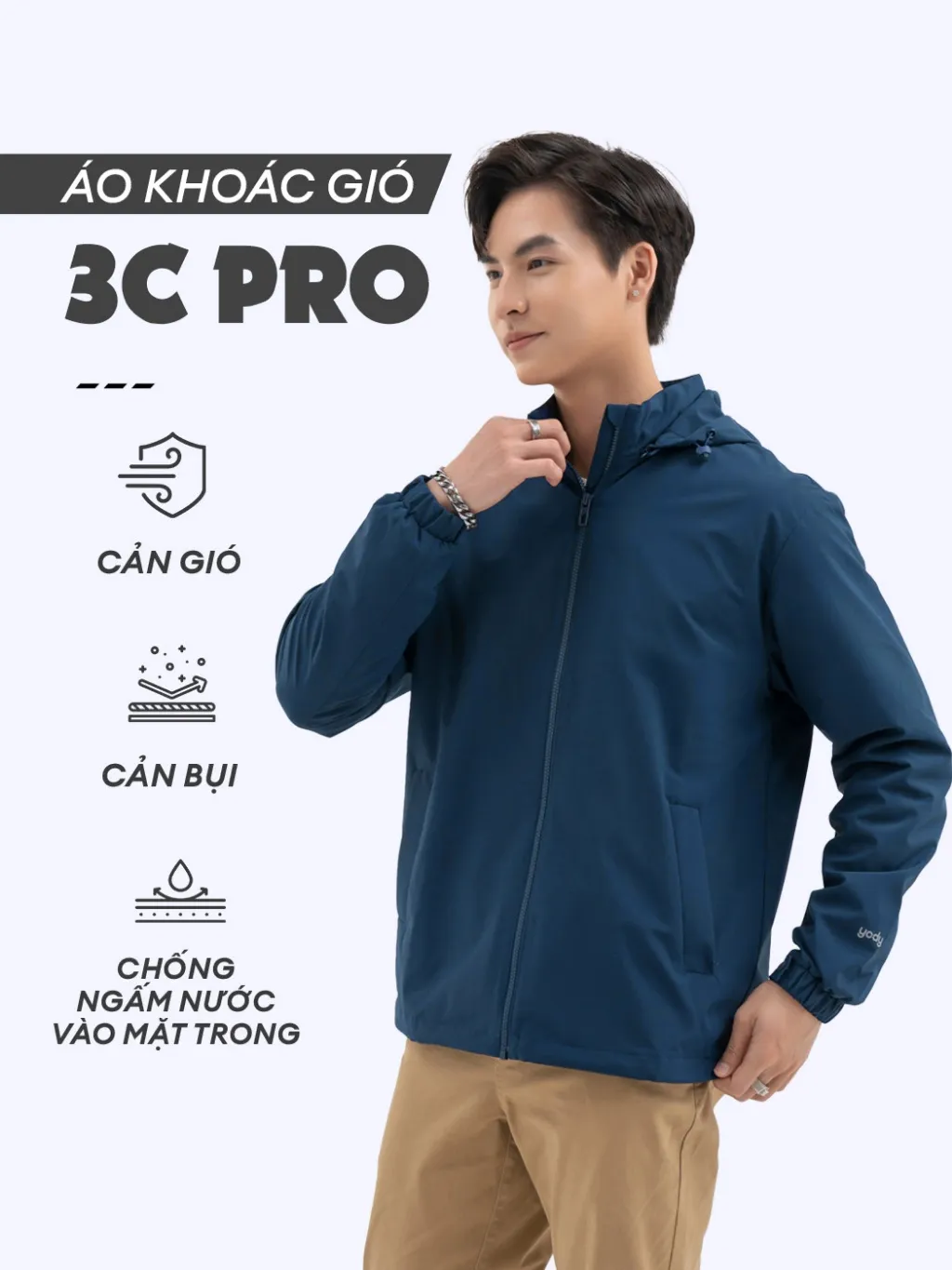 Ảnh Áo khoác gió nam Yody 3C Pro cản gió cản bụi giữ ấm áo khoác thể thao năng động AKM6017 - NGVC 1
