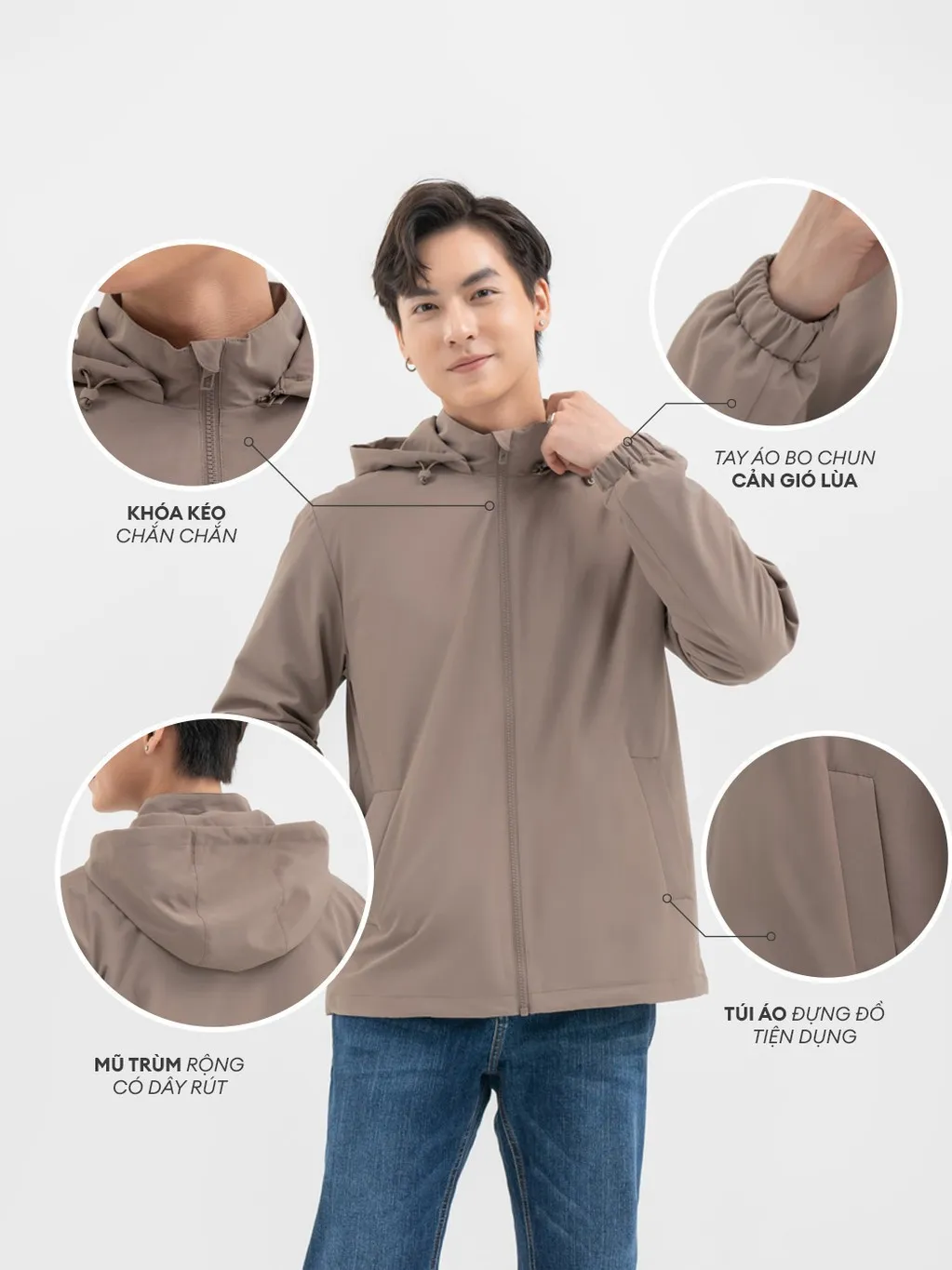 Ảnh Áo khoác gió nam YODY 3C Pro cao cấp khoác nhẹ chống thấm nước, cản gió chống bụi AKM6017 3