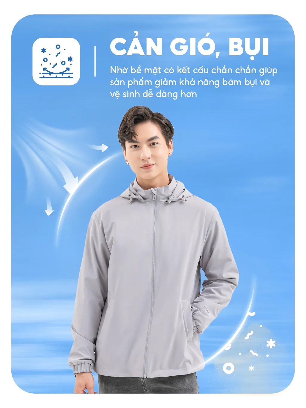 Ảnh Áo khoác gió nam Yody 3C Pro cản gió cản bụi giữ ấm áo khoác thể thao năng động AKM6017 - NGVC 3