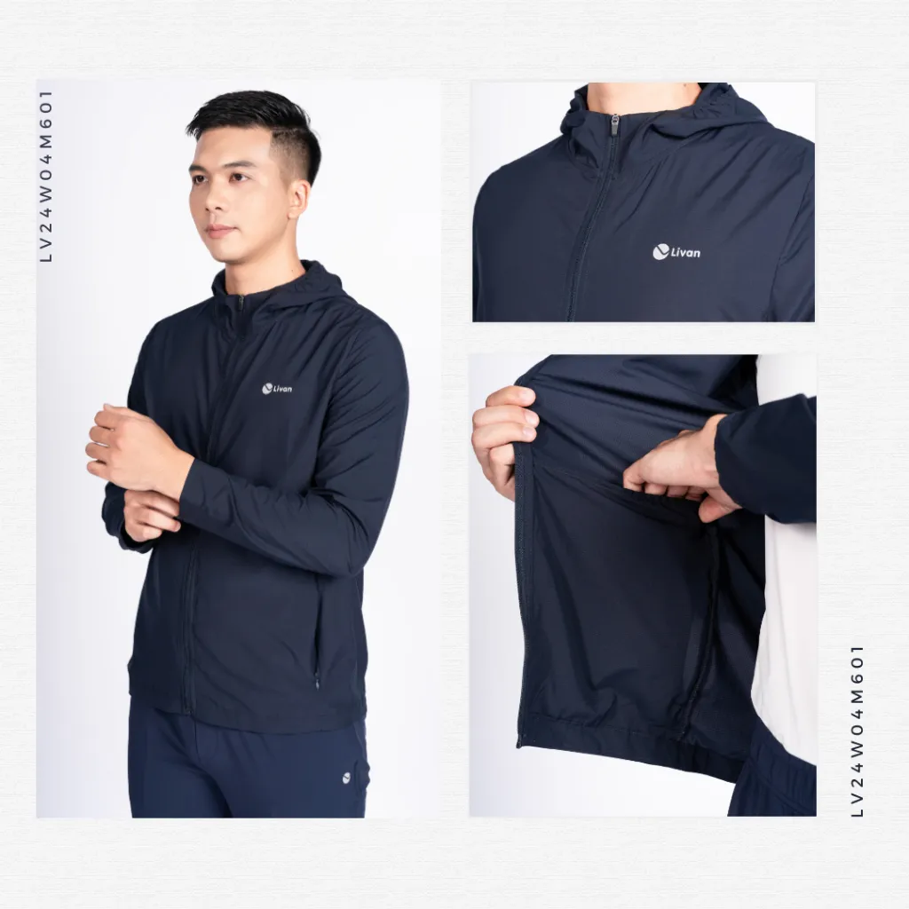 Ảnh Áo Khoác Gió Thể Thao Nam 1 Lớp Siêu Nhẹ Livan Sport LV24W04M601, Áo Khoác Gió Nhẹ Nam Thu Đông 4