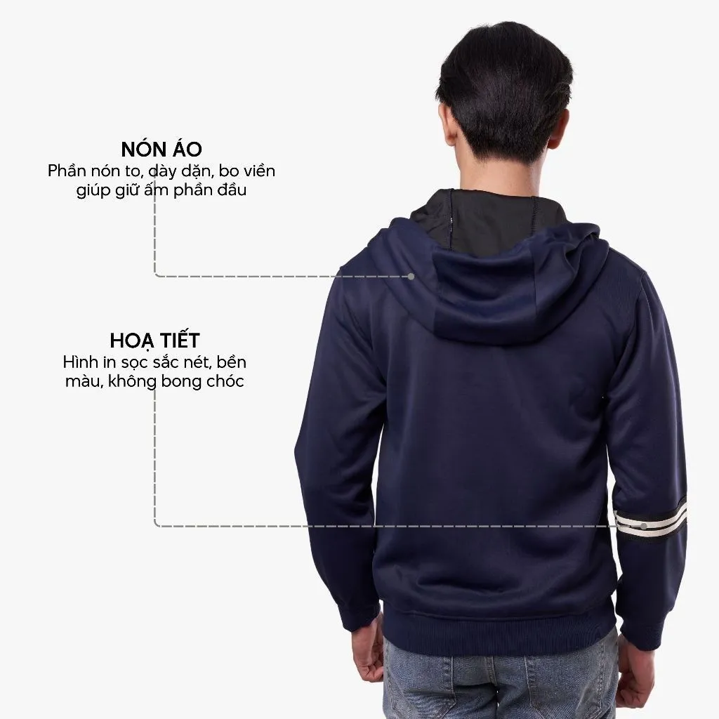 Ảnh Áo Khoác Hoodie 4MEN Phối Sọc Tay Form Regular AH006 khoá zip, vải nỉ ép, thoải mái, đi chơi, đi làm 4