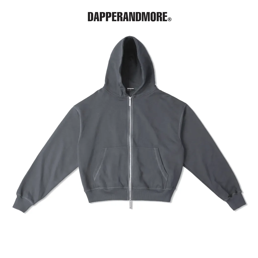Ảnh Áo Khoác Hoodie DAPPERANDMORE Form Boxy Uniform Zipped Vải Nỉ Chân Cua 100% Cotton 450GSM - Grey 1