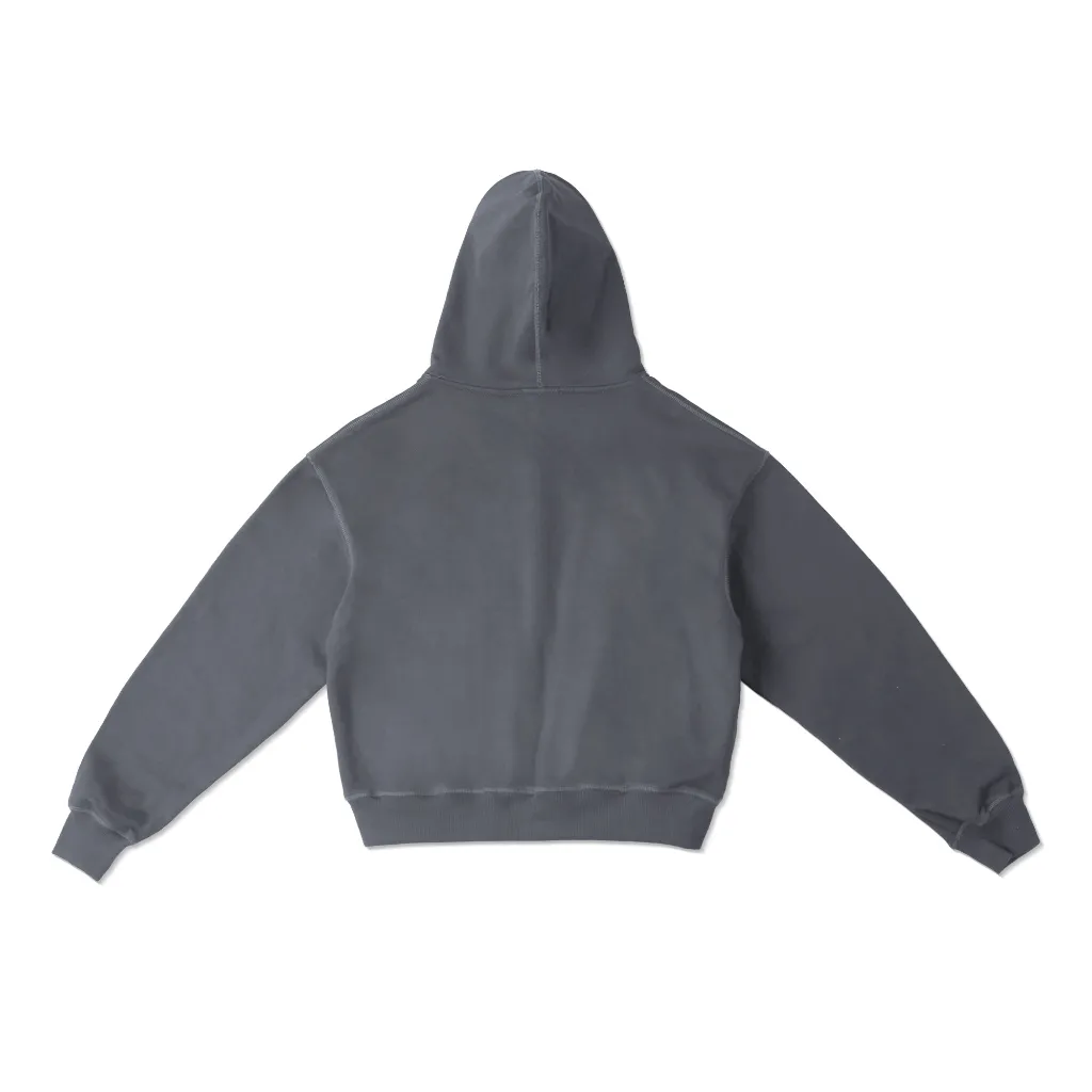 Ảnh Áo Khoác Hoodie DAPPERANDMORE Form Boxy Uniform Zipped Vải Nỉ Chân Cua 100% Cotton 450GSM - Grey 2