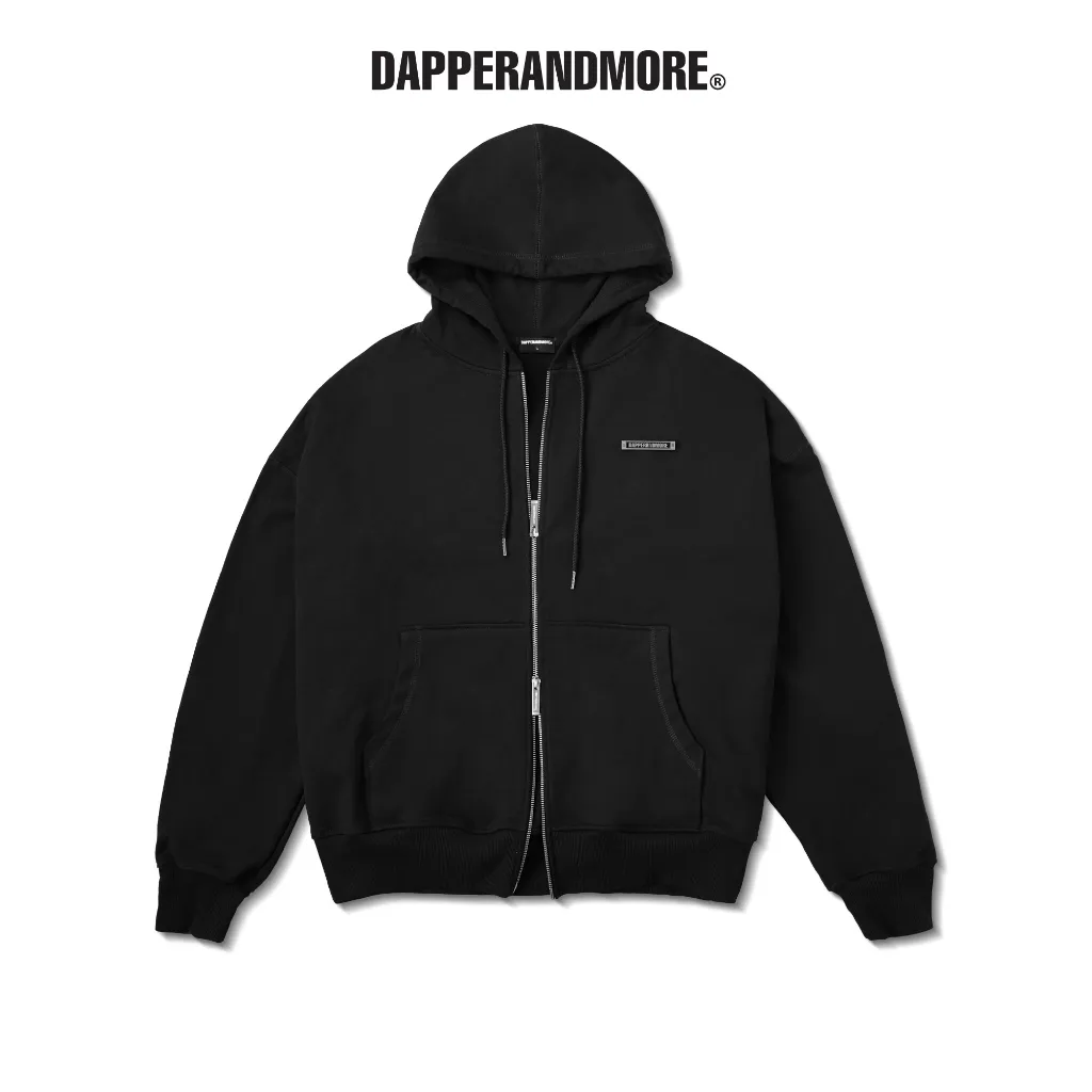 Ảnh Áo Khoác Hoodie DAPPERANDMORE Metal Zipped Vải Nỉ Chân Cua 100% Cotton Phối Tag Kim Loại - Black 1
