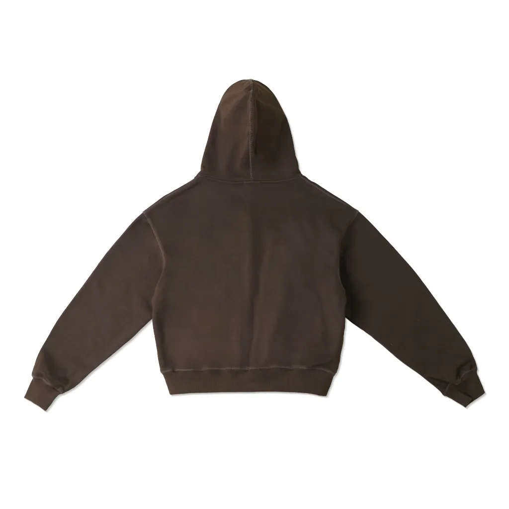 Ảnh Áo Khoác Hoodie DAPPERANDMORE Form Boxy Uniform Zipped Vải Nỉ Chân Cua 100% Cotton 450GSM - Brown 2