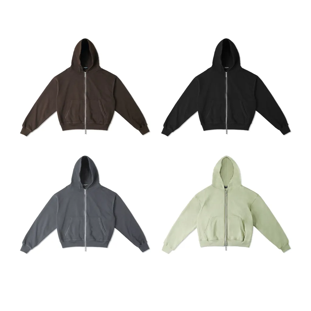 Ảnh Áo Khoác Hoodie DAPPERANDMORE Form Boxy Uniform Zipped Vải Nỉ Chân Cua 100% Cotton 450GSM - Brown 3