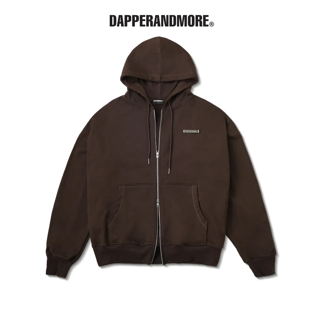 Ảnh Áo Khoác Hoodie DAPPERANDMORE Metal Zipped Vải Nỉ Chân Cua 100% Cotton Phối Tag Kim Loại - Brown 1