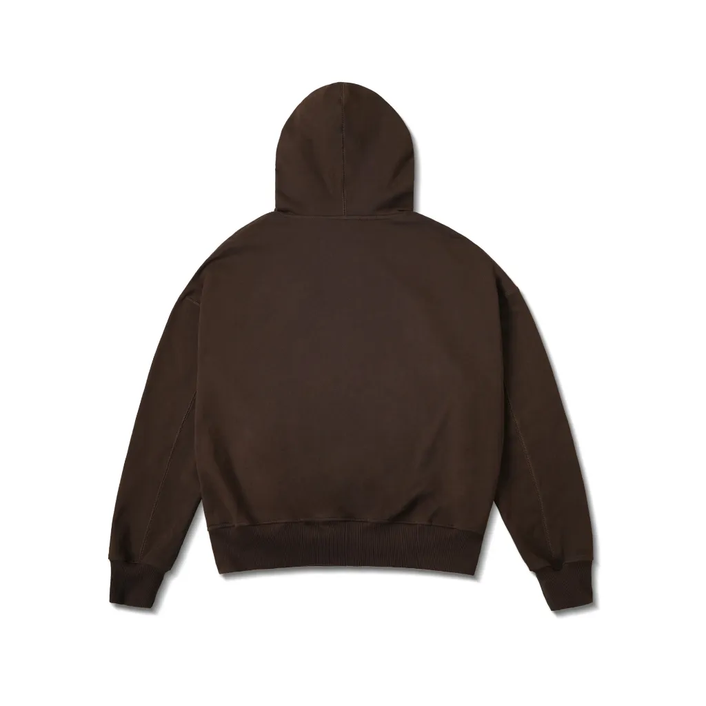 Ảnh Áo Khoác Hoodie DAPPERANDMORE Metal Zipped Vải Nỉ Chân Cua 100% Cotton Phối Tag Kim Loại - Brown 2