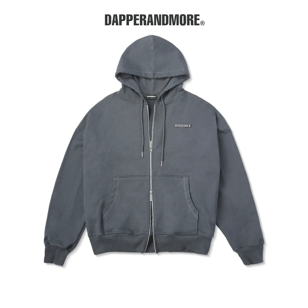 Ảnh Áo Khoác Hoodie DAPPERANDMORE Metal Zipped Vải Nỉ Chân Cua 100% Cotton Phối Tag Kim Loại - Grey 1
