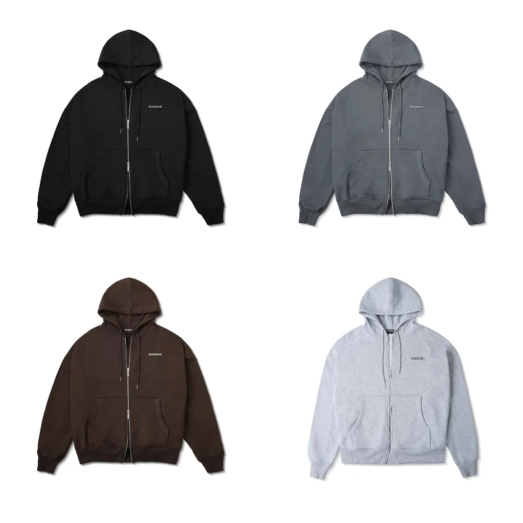 Ảnh Áo Khoác Hoodie DAPPERANDMORE Metal Zipped Vải Nỉ Chân Cua 100% Cotton Phối Tag Kim Loại - Grey 3