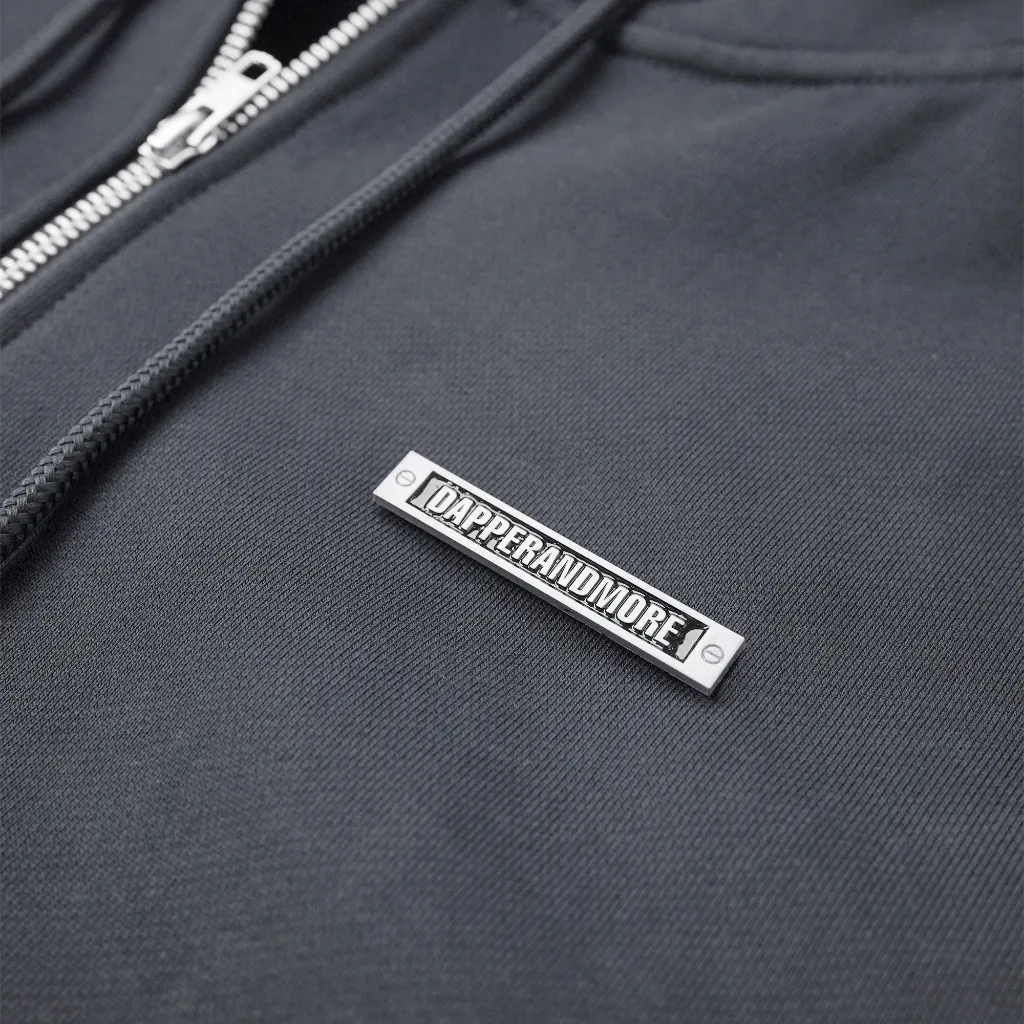 Ảnh Áo Khoác Hoodie DAPPERANDMORE Metal Zipped Vải Nỉ Chân Cua 100% Cotton Phối Tag Kim Loại - Grey 4