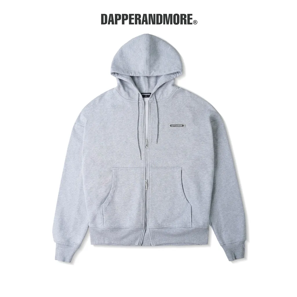 Ảnh Áo Khoác Hoodie DAPPERANDMORE Metal Zipped Vải Nỉ Chân Cua 100% Cotton Phối Tag Kim Loại - Xám Tiêu 1