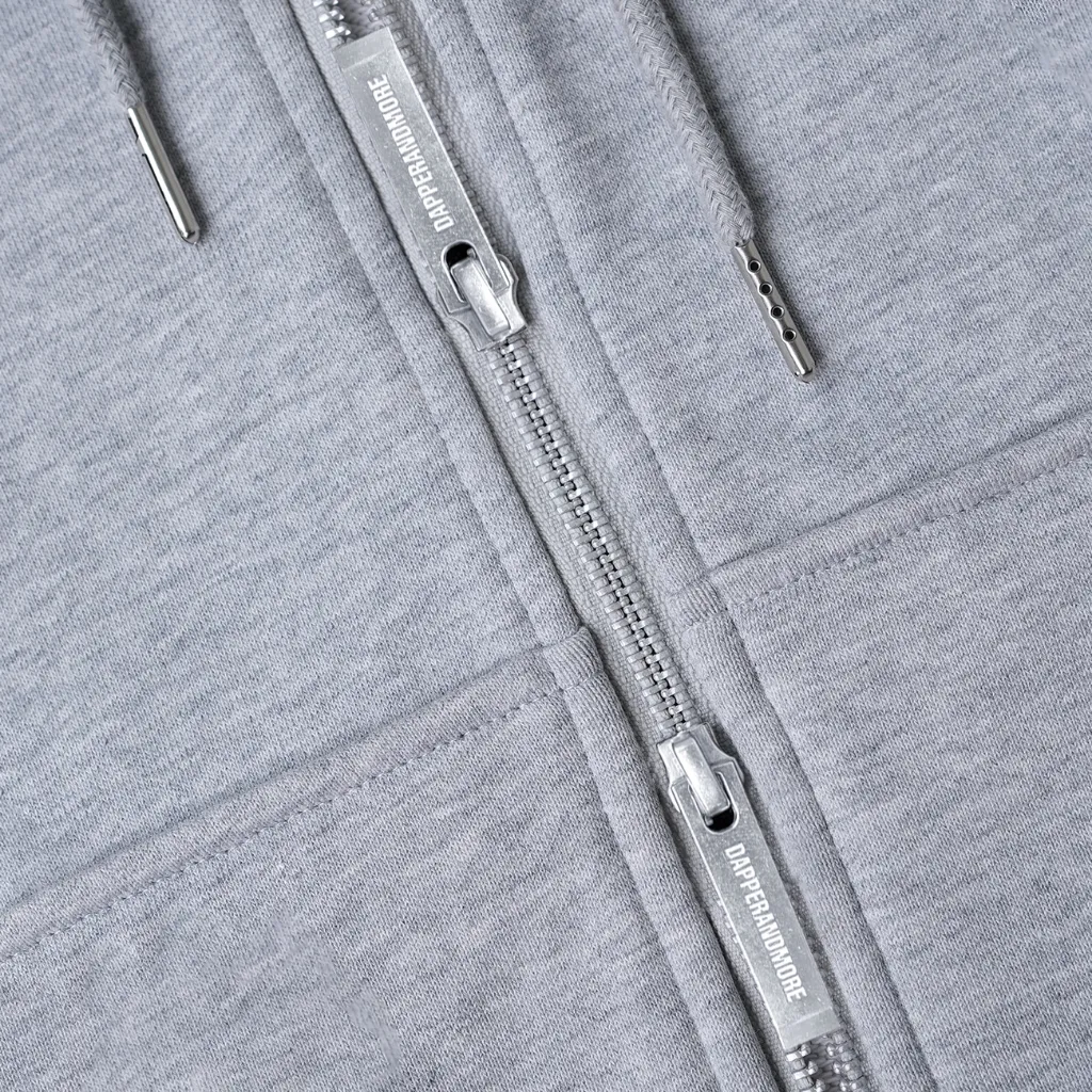 Ảnh Áo Khoác Hoodie DAPPERANDMORE Metal Zipped Vải Nỉ Chân Cua 100% Cotton Phối Tag Kim Loại - Xám Tiêu 4