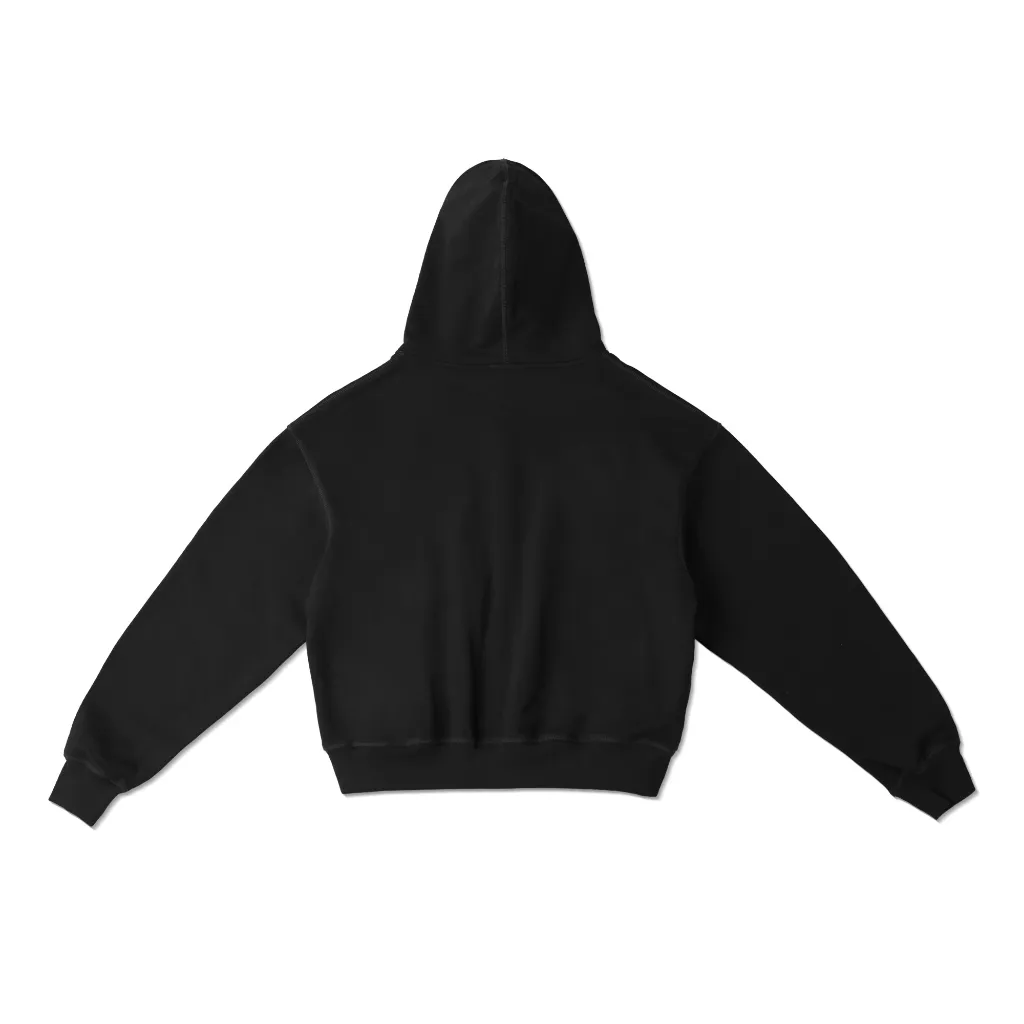 Ảnh Áo Khoác Hoodie DAPPERANDMORE Form Boxy Uniform Zipped Vải Nỉ Chân Cua 100% Cotton 450GSM - Black 2