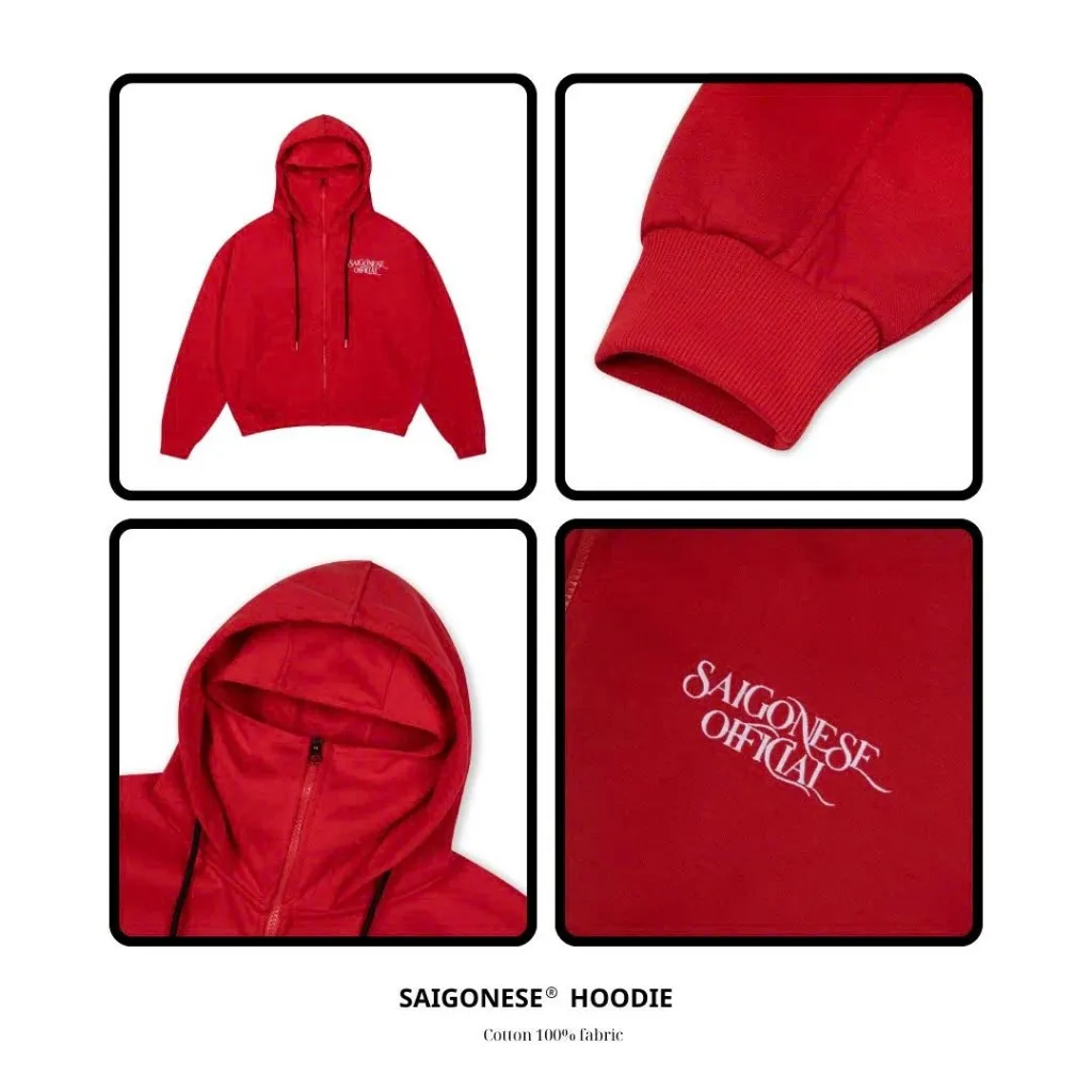 Ảnh Áo Khoác Hoodie Ninja SAIGONESE Thun Nỉ 2 Da Form Boxy Phối Cánh Dơi Unisex Nam Nữ 2
