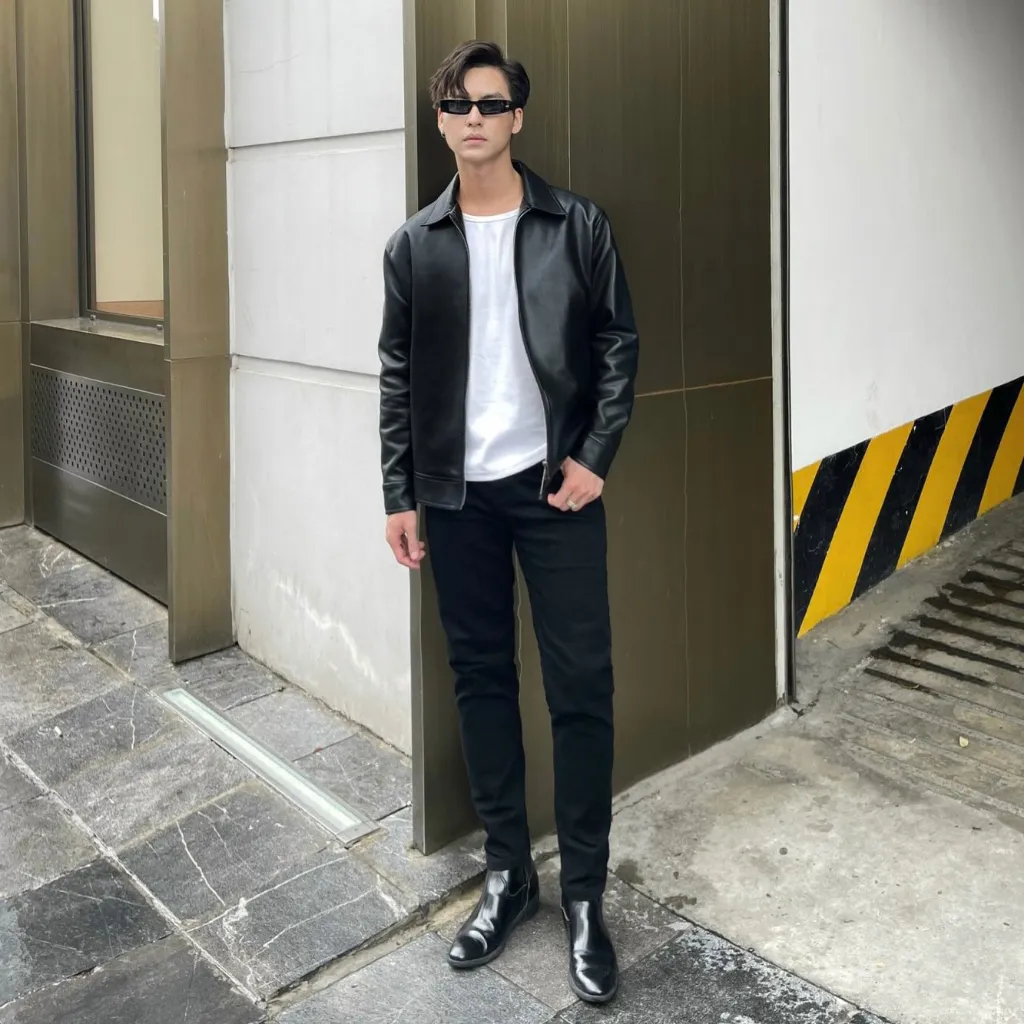 Ảnh Áo khoác nam ROWAY, chất da PU nhập khẩu cao cấp | jacket đen 2