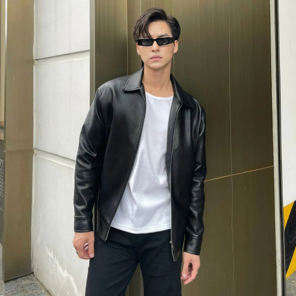 Ảnh Áo khoác nam ROWAY, chất da PU nhập khẩu cao cấp | jacket đen 3