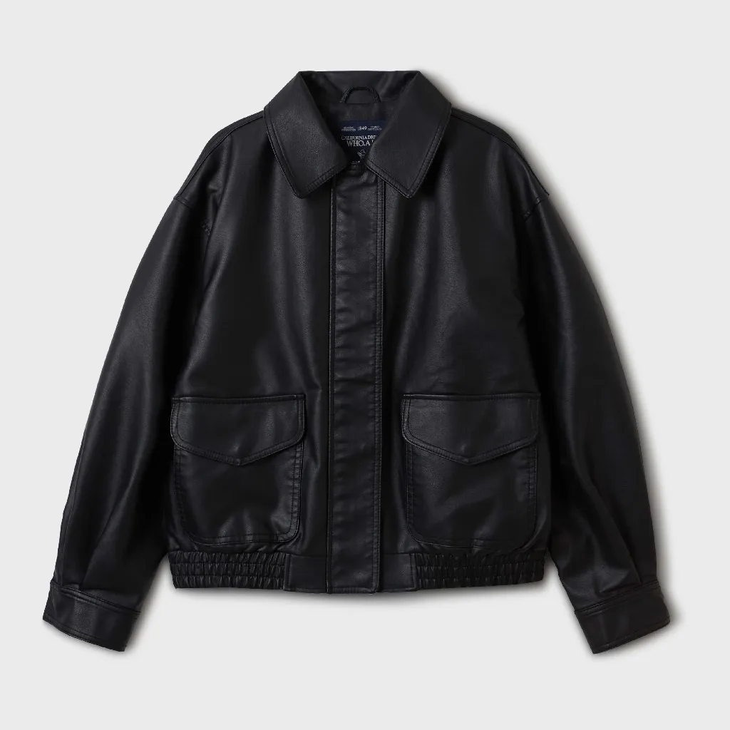 Ảnh Áo Khoác WHO.A.U Fake Leather Crop Jacket_WHJJF1191F 1