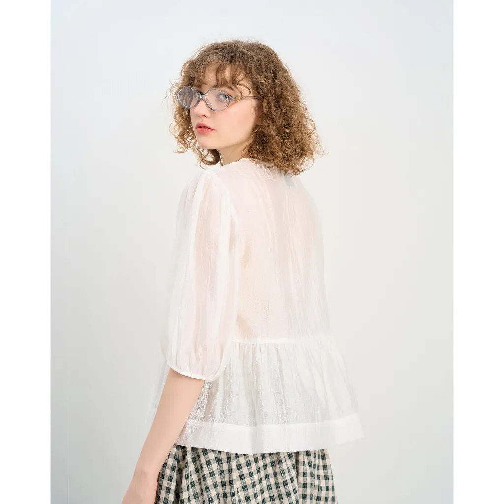 Ảnh Áo kiểu nữ AMMIE cổ tròn tay lửng KHÂU BY CQ 2