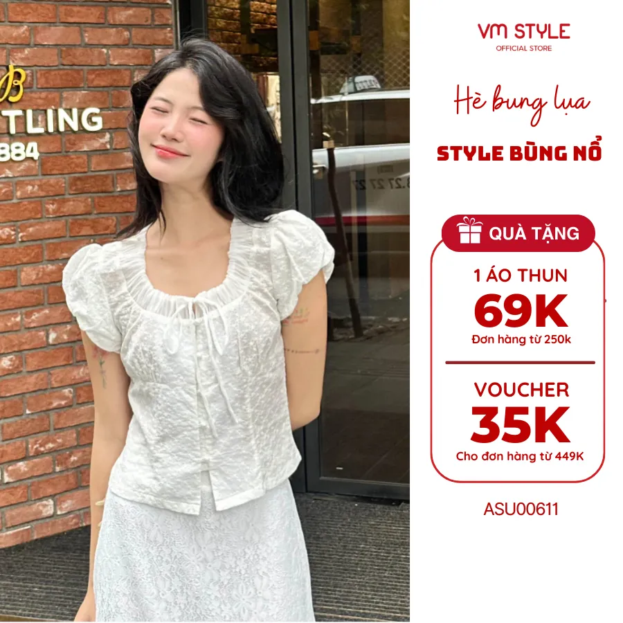 Ảnh Áo kiểu nữ, áo kiểu cổ bèo VM STYLE chất ren thêu hoa cao cấp - ASU00611 1