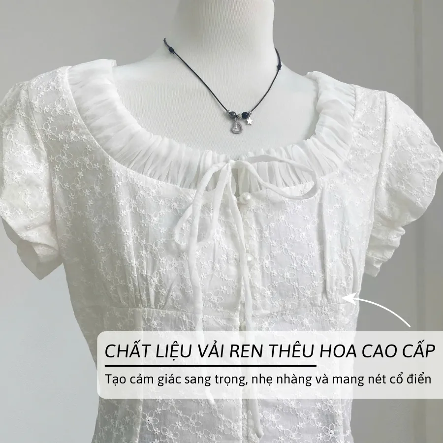Ảnh Áo kiểu nữ, áo kiểu cổ bèo VM STYLE chất ren thêu hoa cao cấp - ASU00611 3